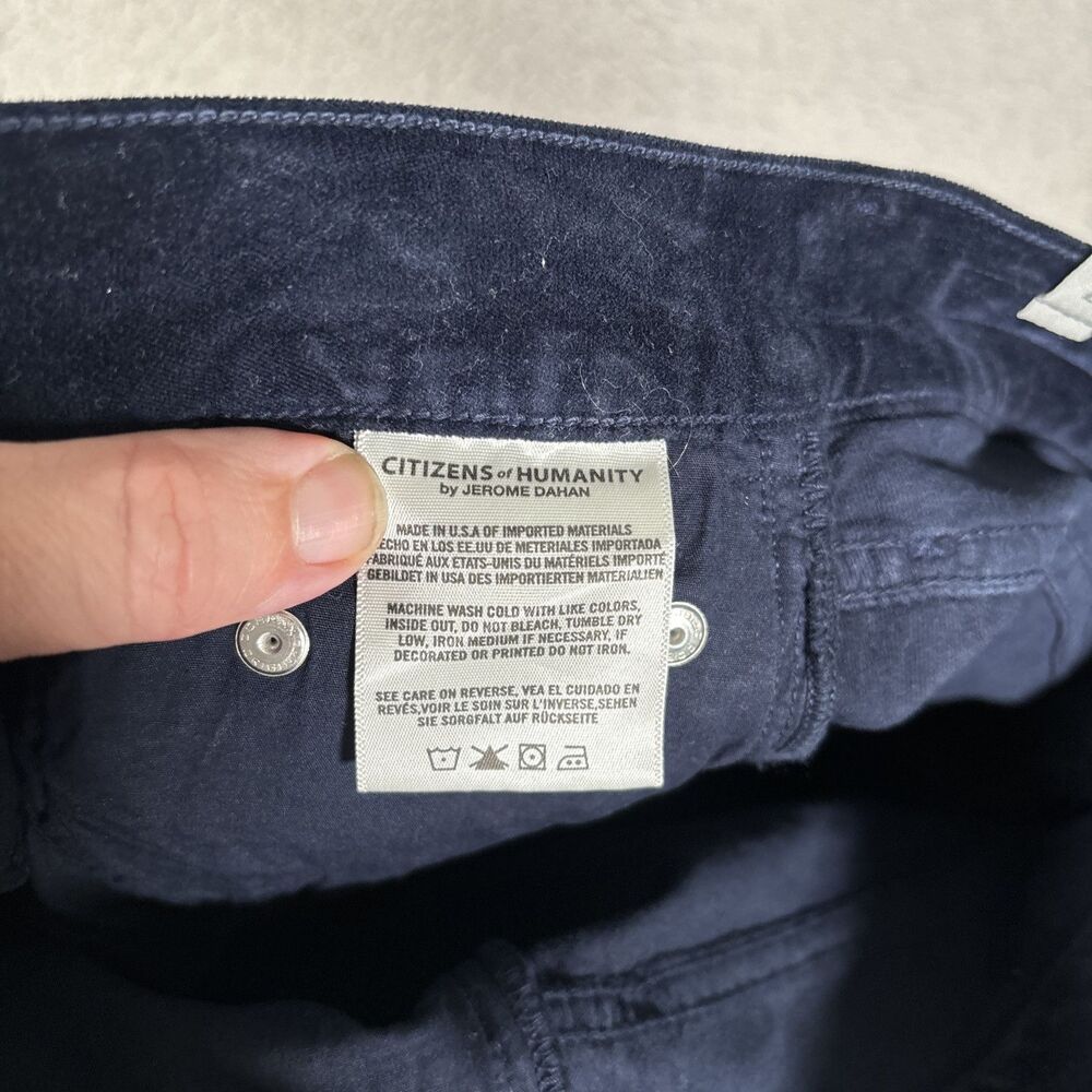 Citizens Of Humanity Rocket High Rise Skinny Pants Navy Blue Velvet Jeans Sz 25 - Picture 12 of 13